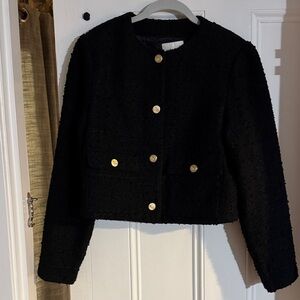 Abercrombie & Fitch Black Tweed Blazer with Gold Buttons